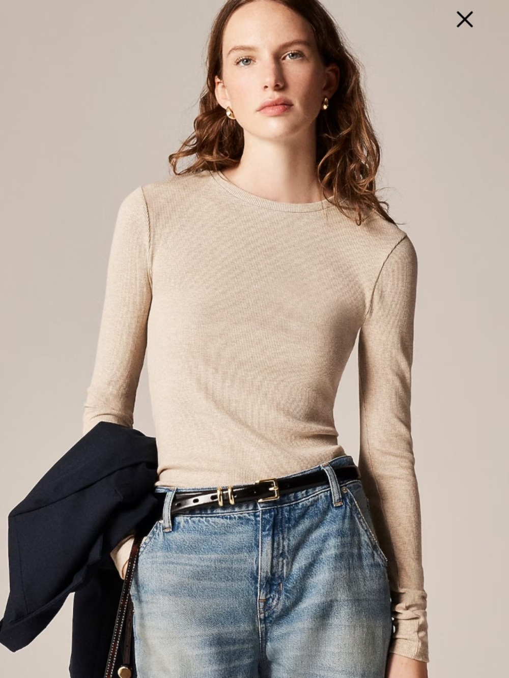 NWT J Crew Perfect rib long-sleeve T-shirt (Beige) Size M